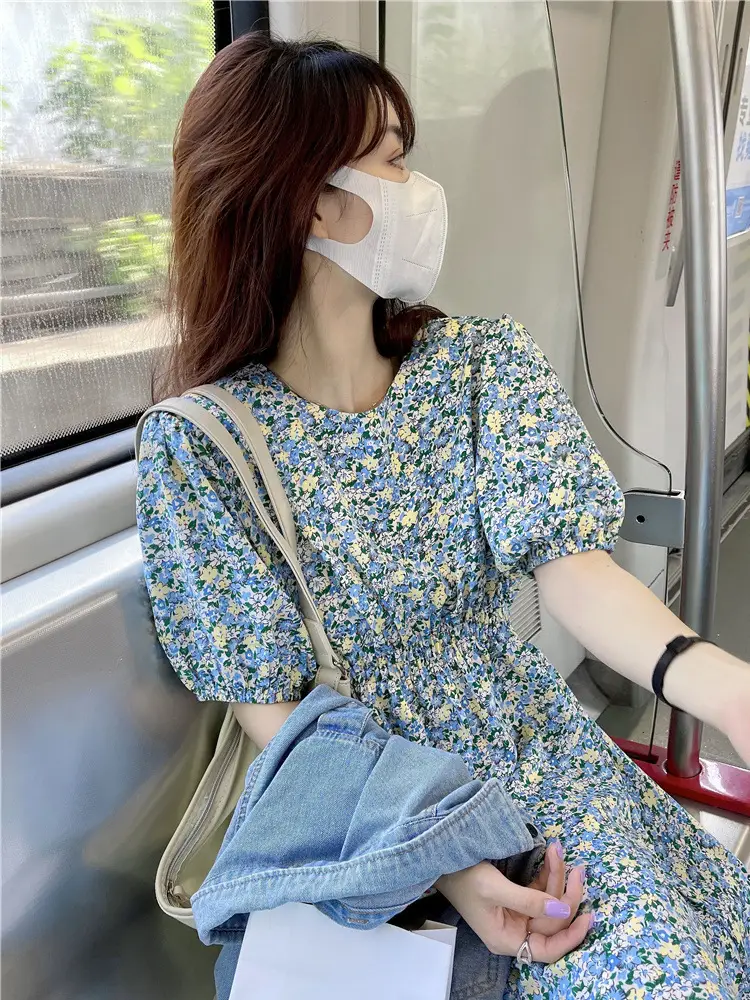 Women Bubble Sleeve Floral Dress Summer 2022 — feature 18