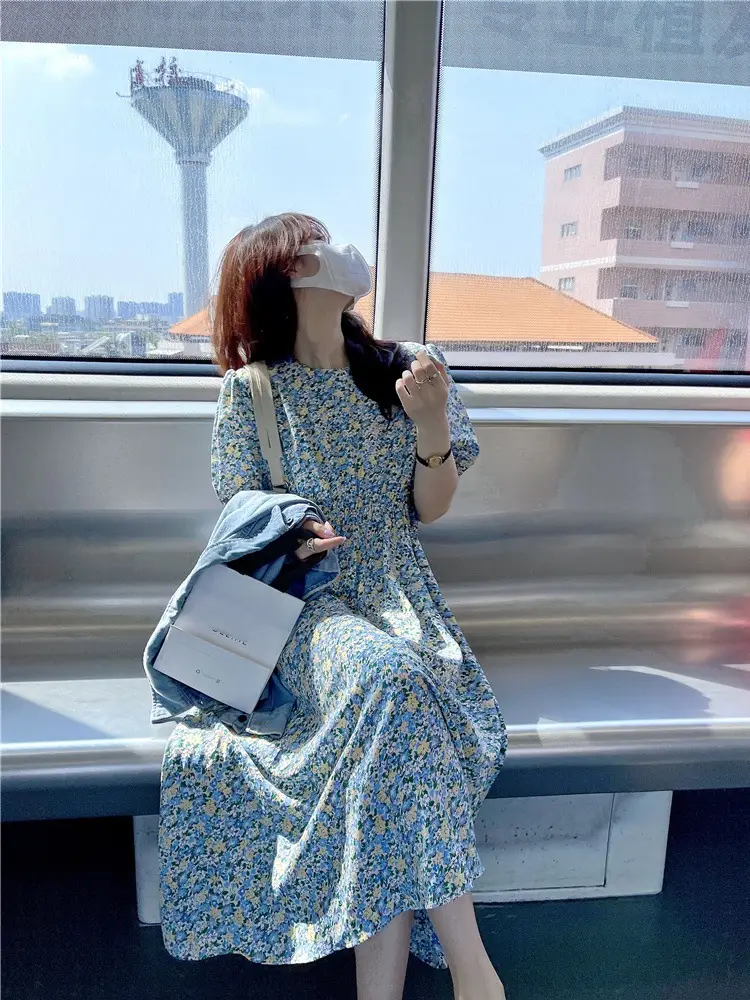 Women Bubble Sleeve Floral Dress Summer 2022 — feature 24