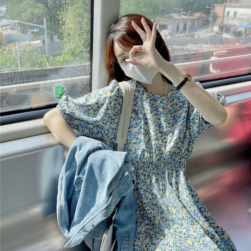 Women Bubble Sleeve Floral Dress Summer 2022 — feature 5