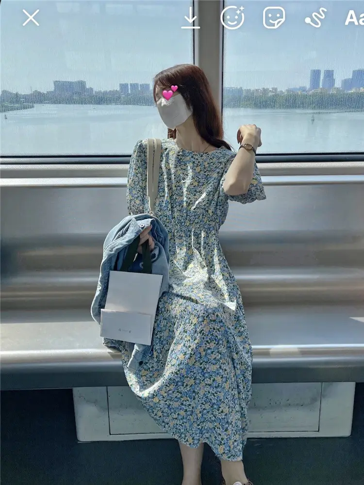 Women Bubble Sleeve Floral Dress Summer 2022 — feature 7