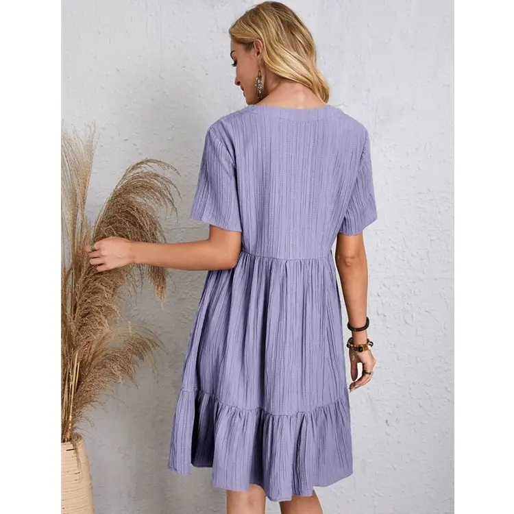 2022 Women's Green V-Neck Ruffled Dress - Image 12