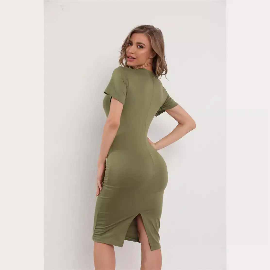 Tight Sexy Dress Base Skirt for Women Black Olive Beige - Image 5