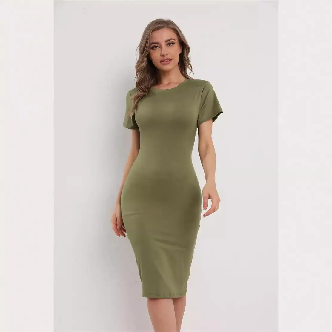 Tight Sexy Dress Base Skirt for Women Black Olive Beige - Image 6