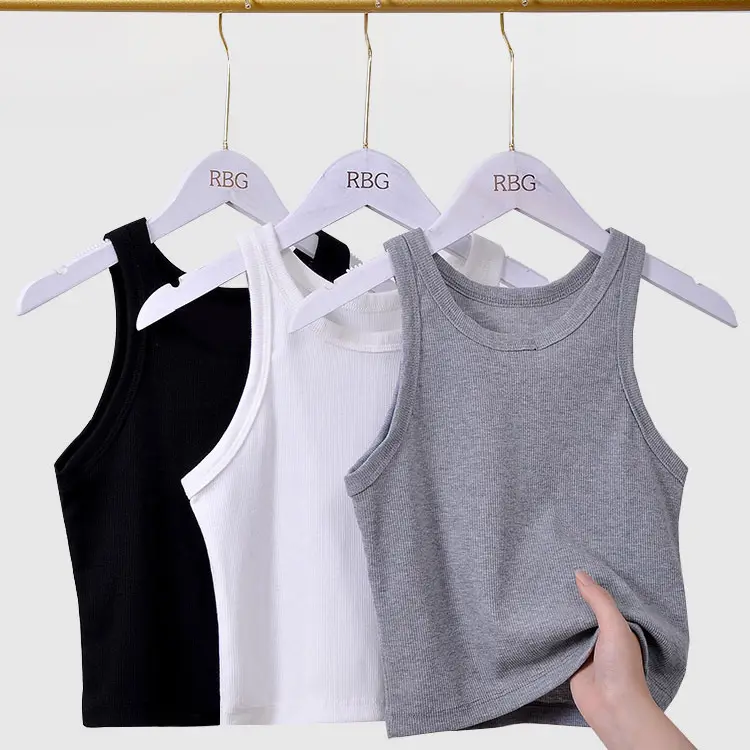 Elastic Threaded Knitted I-Shaped Vest Women Summer - Image 5