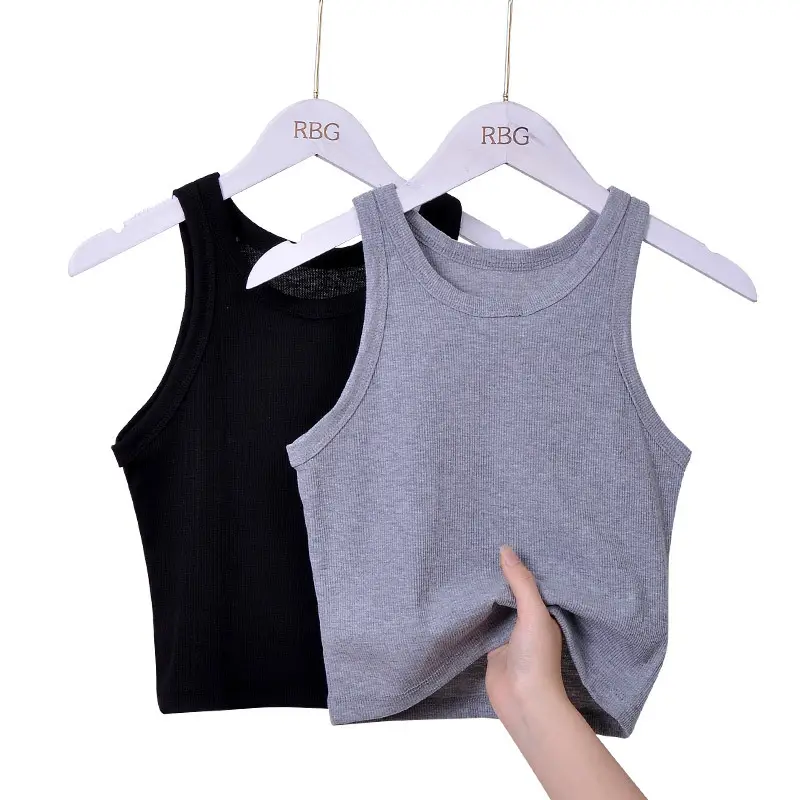 Elastic Threaded Knitted I-Shaped Vest Women Summer - Image 7