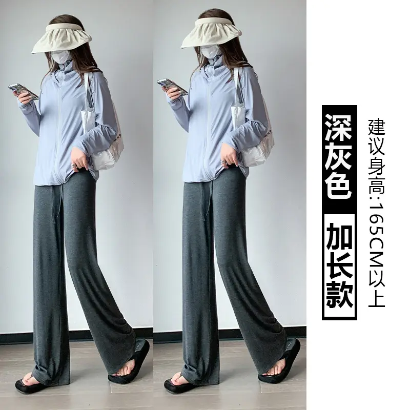 Women's Light Pink Wide Leg Pants Summer Casual High Waist