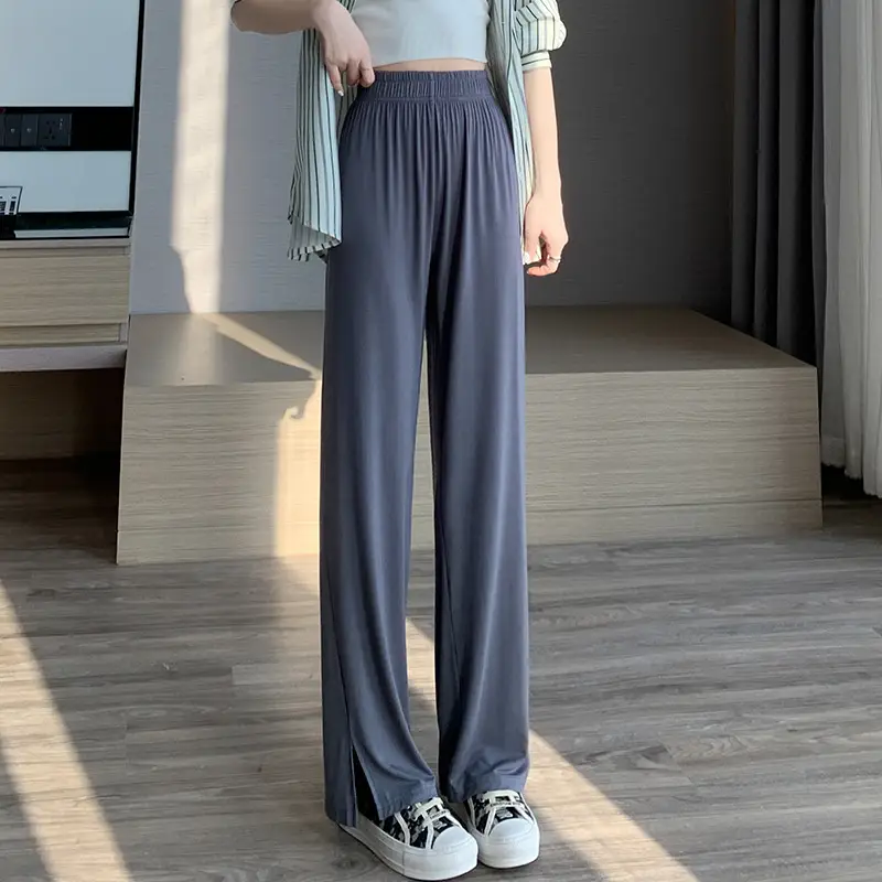 Women's Light Pink Wide Leg Pants Summer Casual High Waist