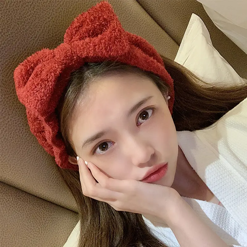 Velvet Bow Hairband for Women, Elastic, Multi Color, Korean Style, 1 Pc