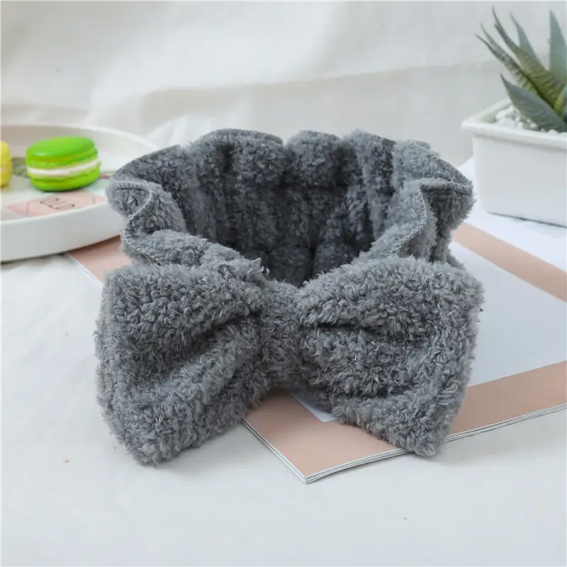 Velvet Bow Hairband for Women, Elastic, Multi Color, Korean Style, 1 Pc