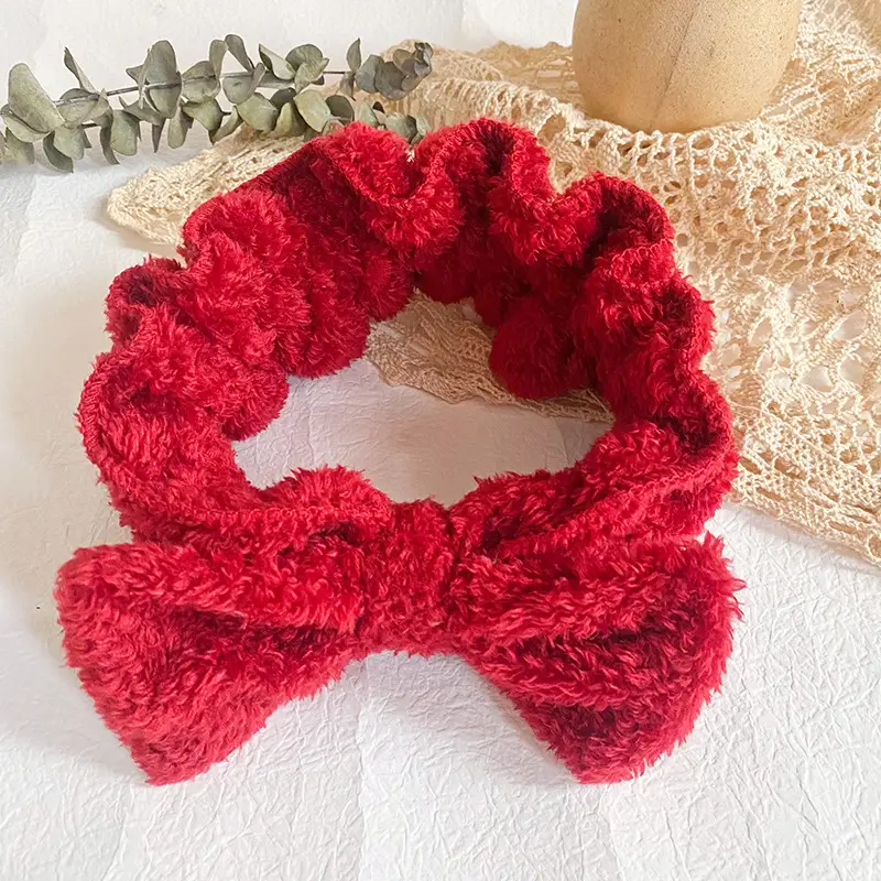 Velvet Bow Hairband for Women, Elastic, Multi Color, Korean Style, 1 Pc