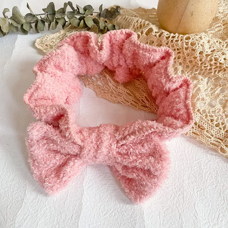 Velvet Bow Hairband for Women, Elastic, Multi Color, Korean Style, 1 Pc