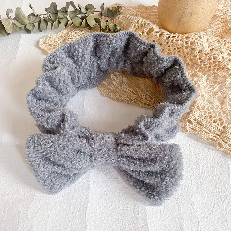 Velvet Bow Hairband for Women, Elastic, Multi Color, Korean Style, 1 Pc