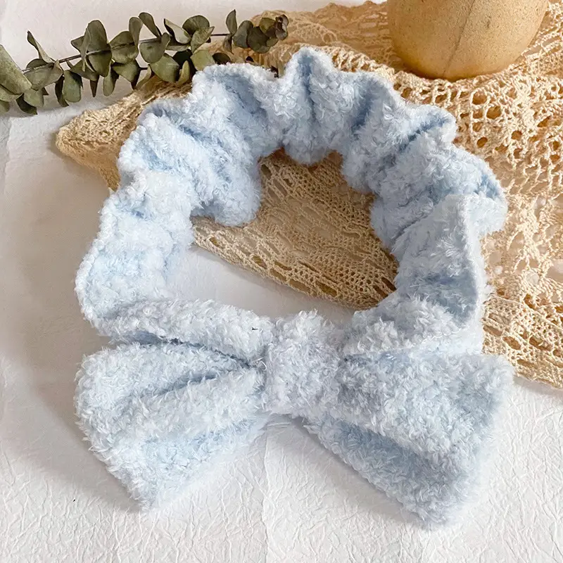 Velvet Bow Hairband for Women, Elastic, Multi Color, Korean Style, 1 Pc