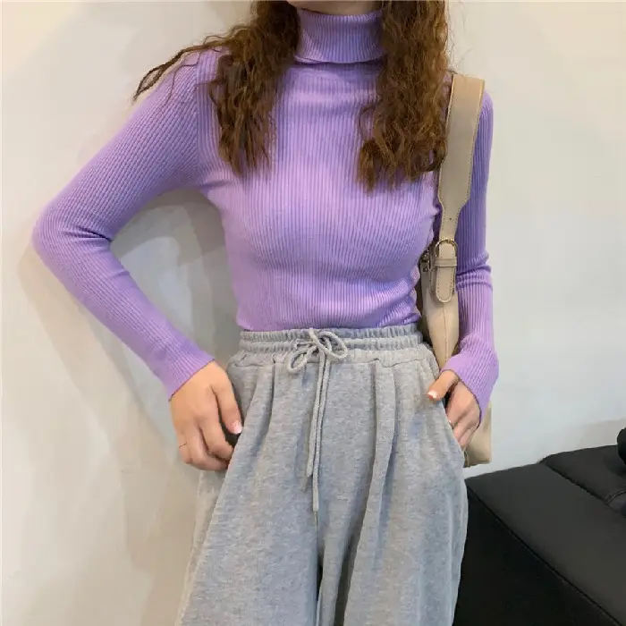 Black Long Sleeve Knitted Top for Women