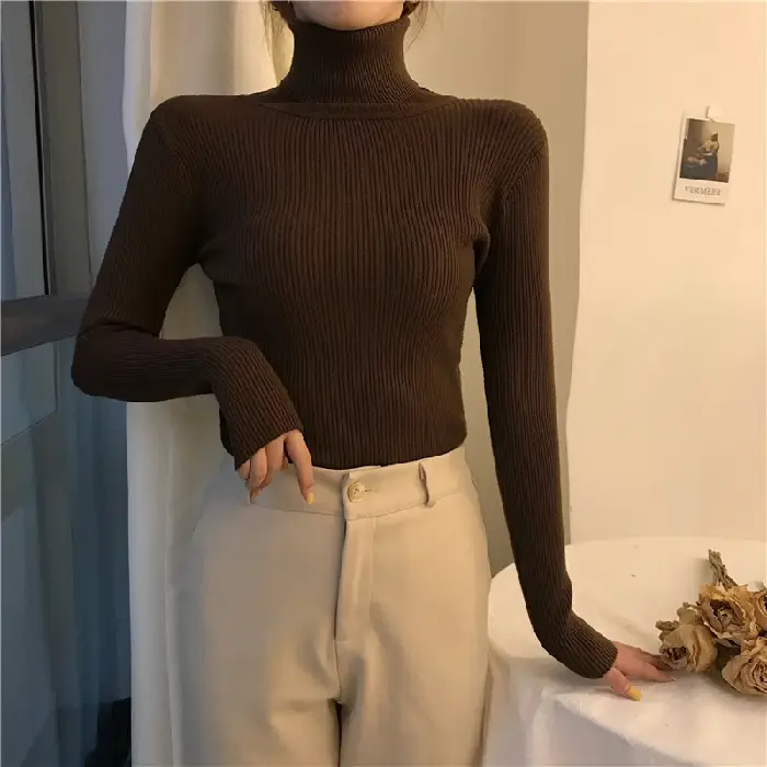 Black Long Sleeve Knitted Top for Women