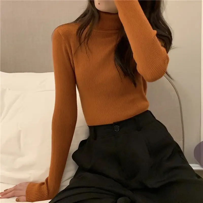 Black Long Sleeve Knitted Top for Women
