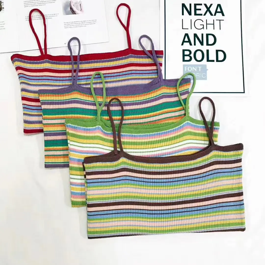 Women Striped Camisole Vest Summer Outerwear