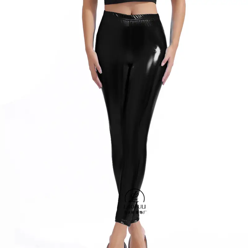 Black Faux Leather Leggings Nightclub Tight Fit - Image 3