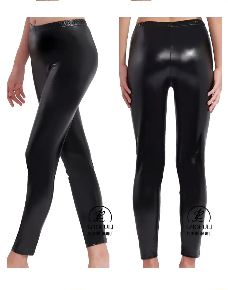 Black Faux Leather Leggings Nightclub Tight Fit — feature 5