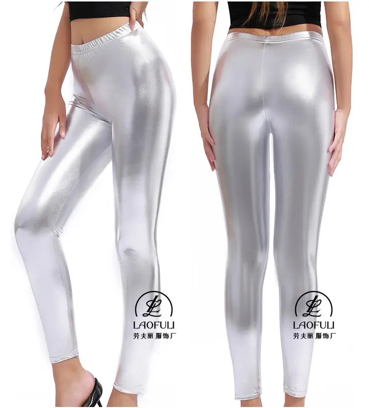 Black Faux Leather Leggings Nightclub Tight Fit — feature 9