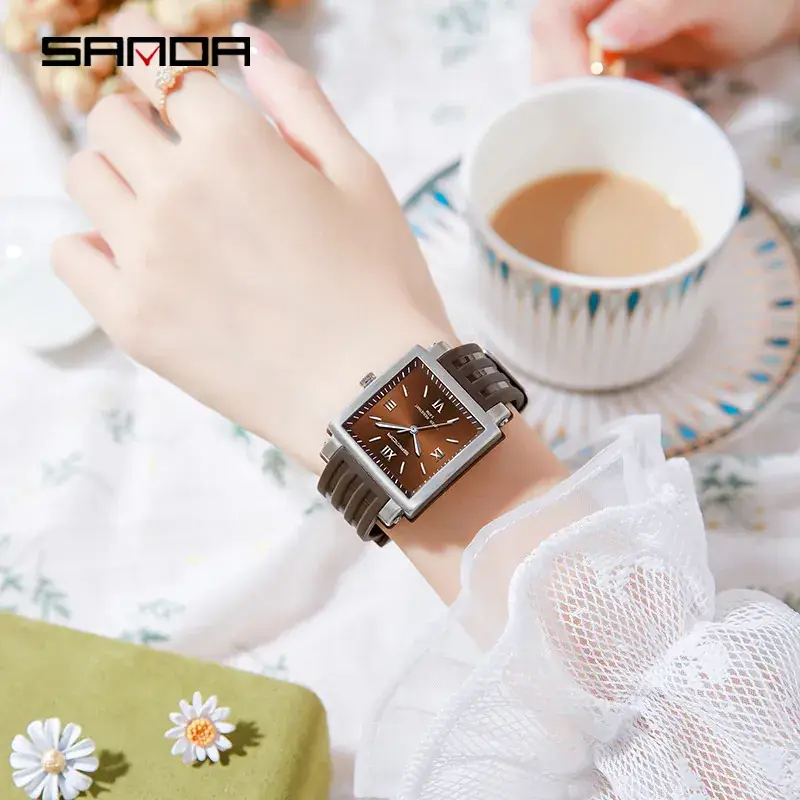 Sanda Black Gold Square Watch for Women - Image 6