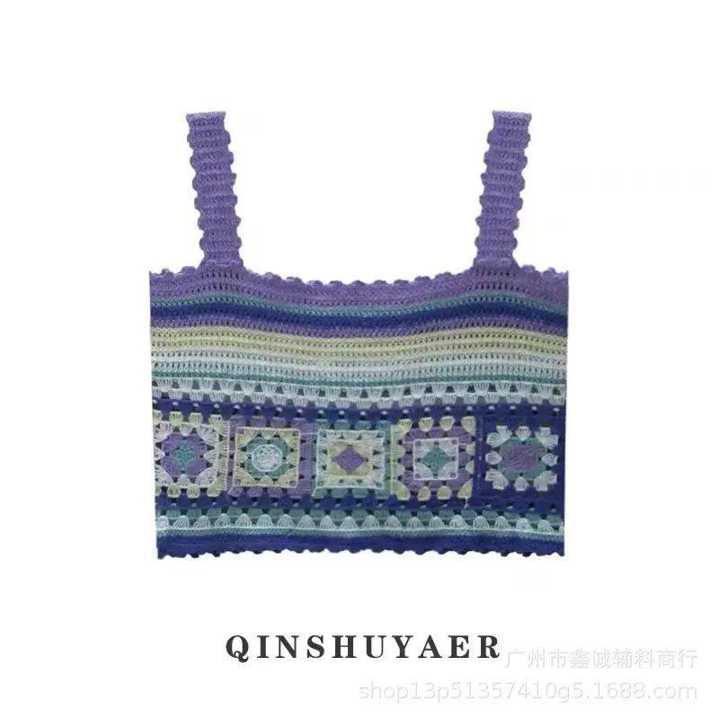 Women's Embroidered Knitted Vest with Hollow Blouse Design
