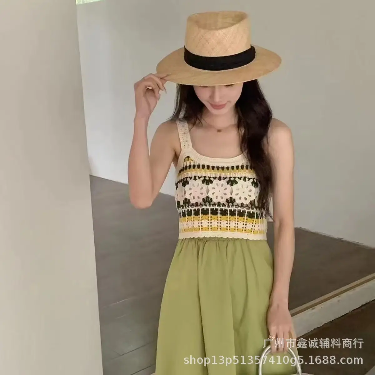 Women's Embroidered Knitted Vest with Hollow Blouse Design