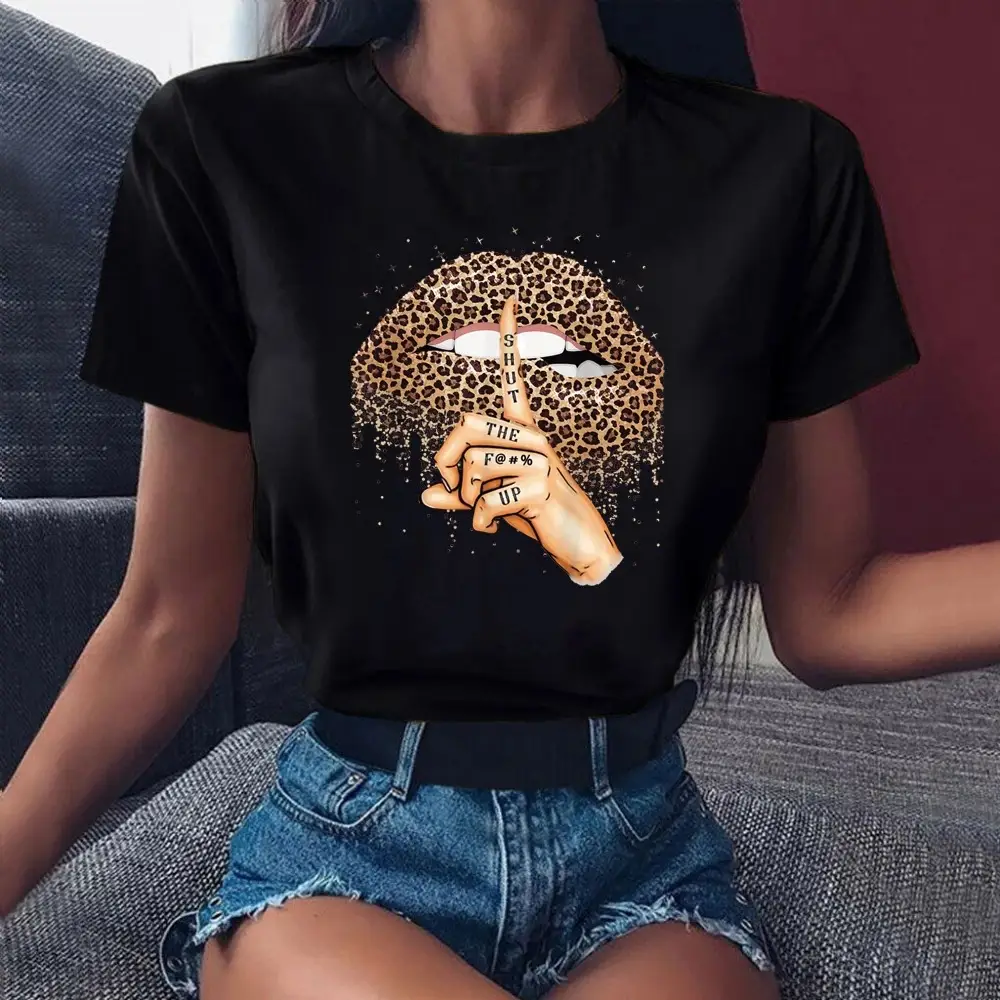 Women Black Heartbeat Graphic T-Shirt Short Sleeve