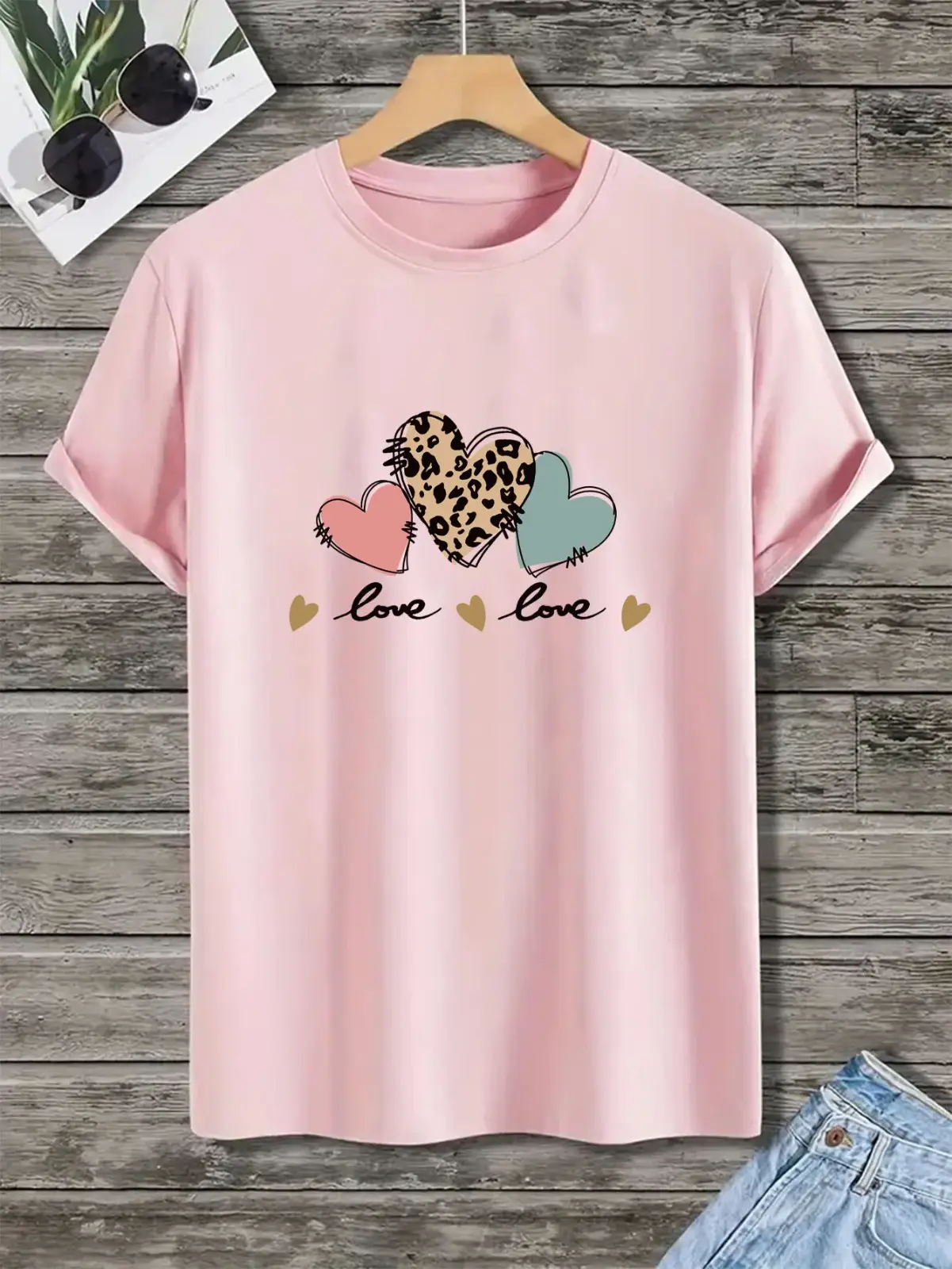 Women Black Heartbeat Graphic T-Shirt Short Sleeve