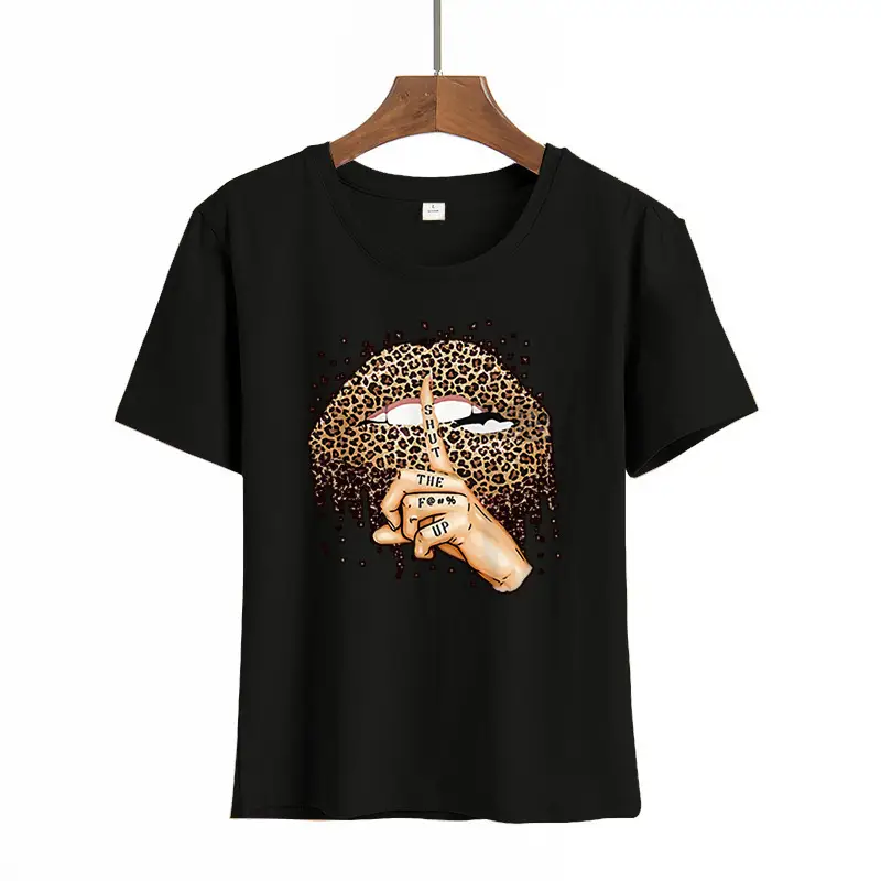 Women Black Heartbeat Graphic T-Shirt Short Sleeve