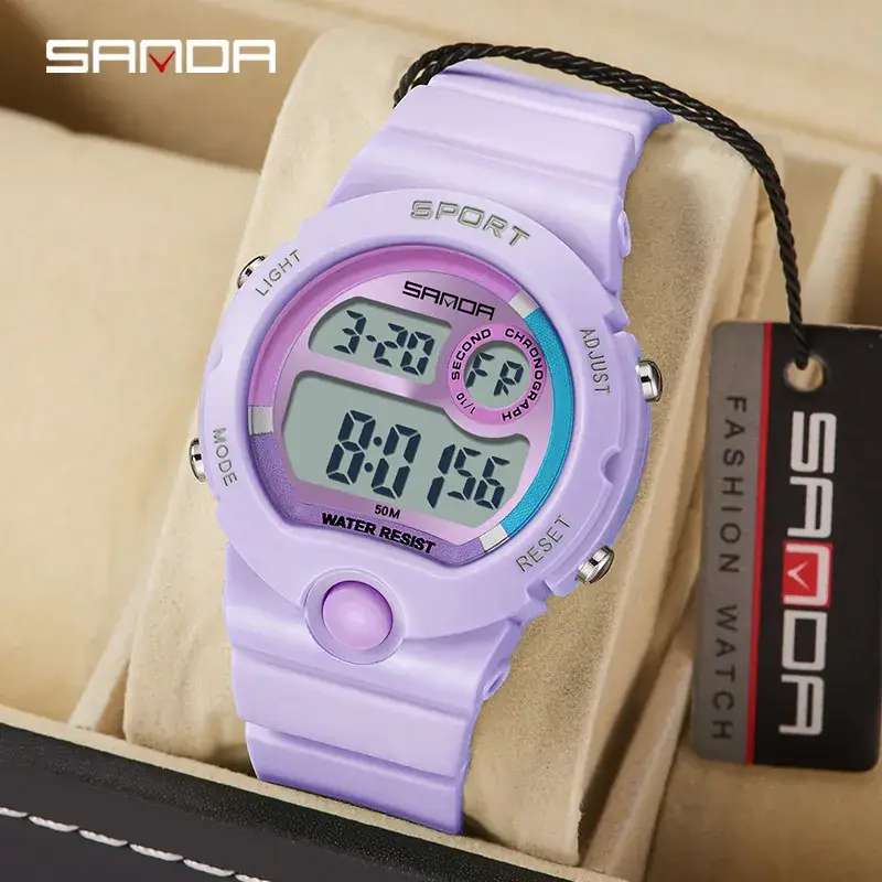 Sanda Sport Digital Watch Purple Casual Watch - Image 6