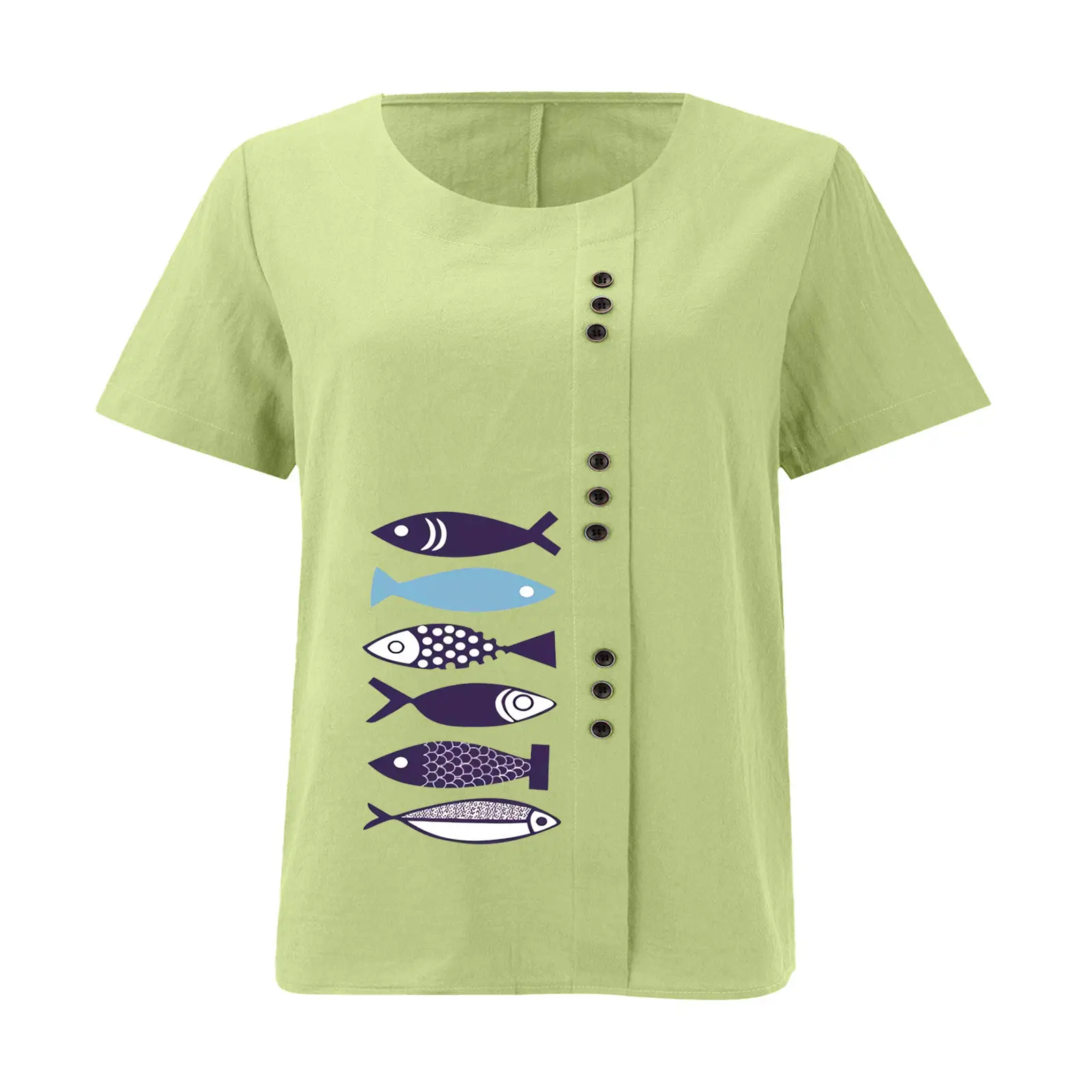 Purple Fish Print Plus Size T-Shirt for Women — feature 15