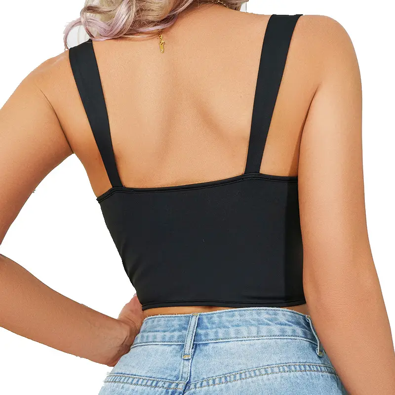 Women's Black Button-Up Camisole with Underwire & Back Closure - Image 5