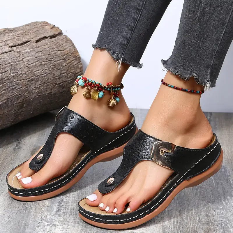 Women's Red Wedge Sandals Spring Summer Beach Slippers - Image 9