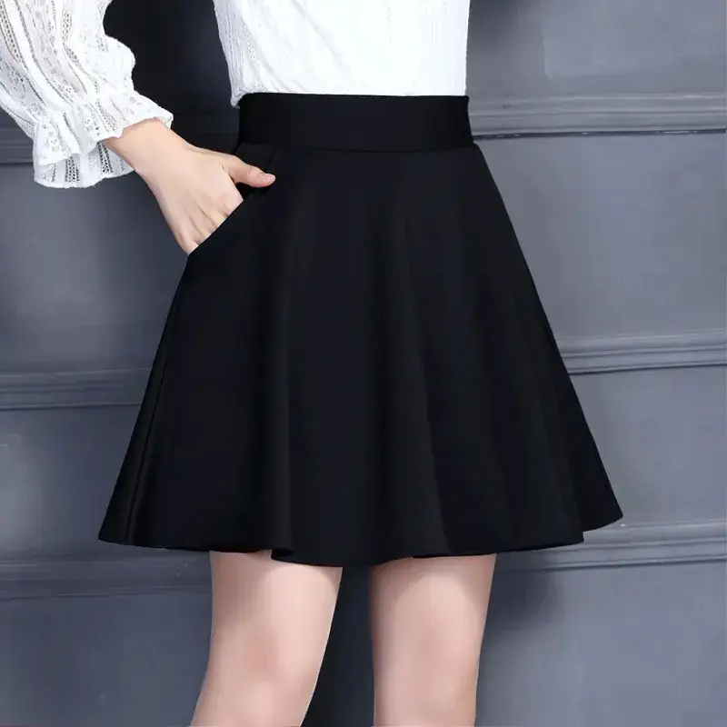 Mid-Length A-Line Skirt Maroon Large Size - Image 11