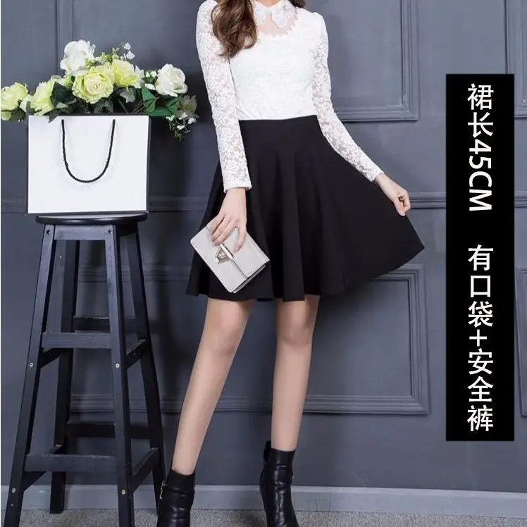 Mid-Length A-Line Skirt Maroon Large Size - Image 2
