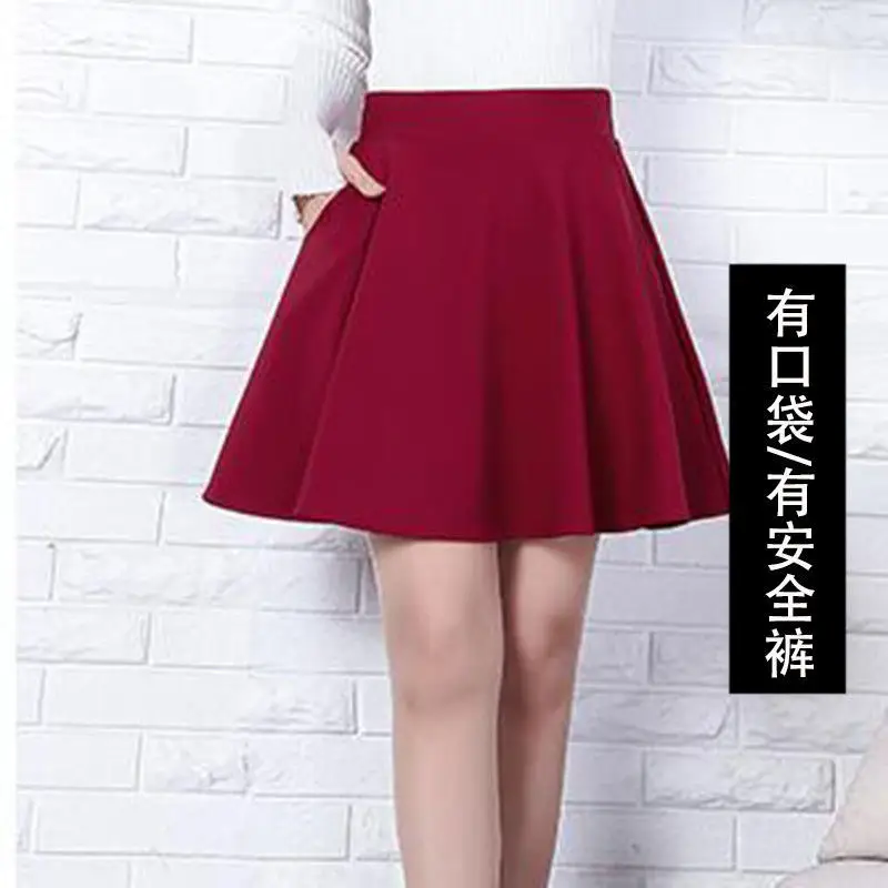 Mid-Length A-Line Skirt Maroon Large Size - Image 8