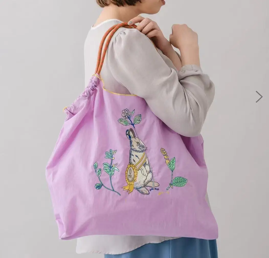 Pink Embroidered Waterproof Women's Shoulder Bag - Image 4