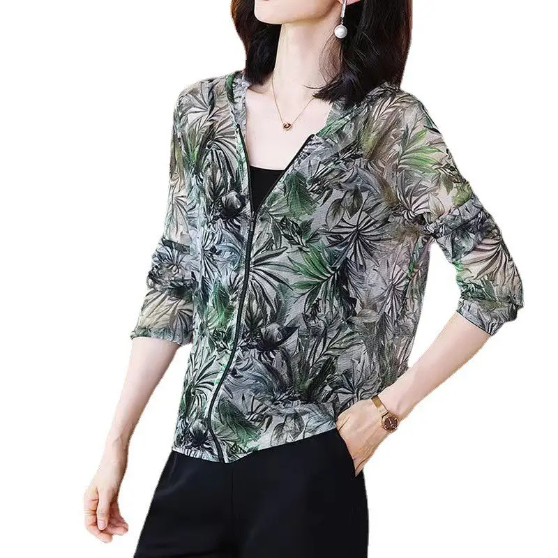Women's Printed Thin Jacket Summer Thailand Zipper Sunscreen - Image 7