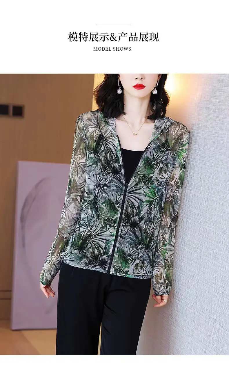 Women's Printed Thin Jacket Summer Thailand Zipper Sunscreen — feature 5