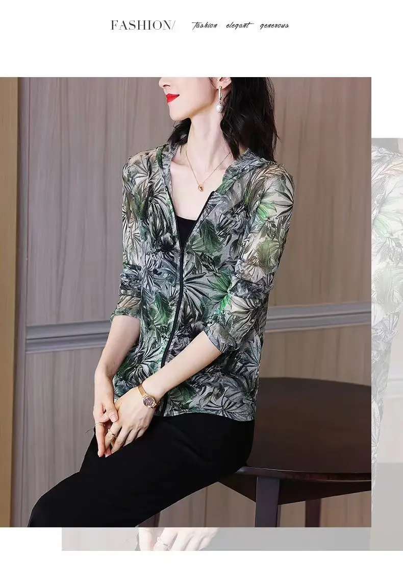 Women's Printed Thin Jacket Summer Thailand Zipper Sunscreen — feature 6