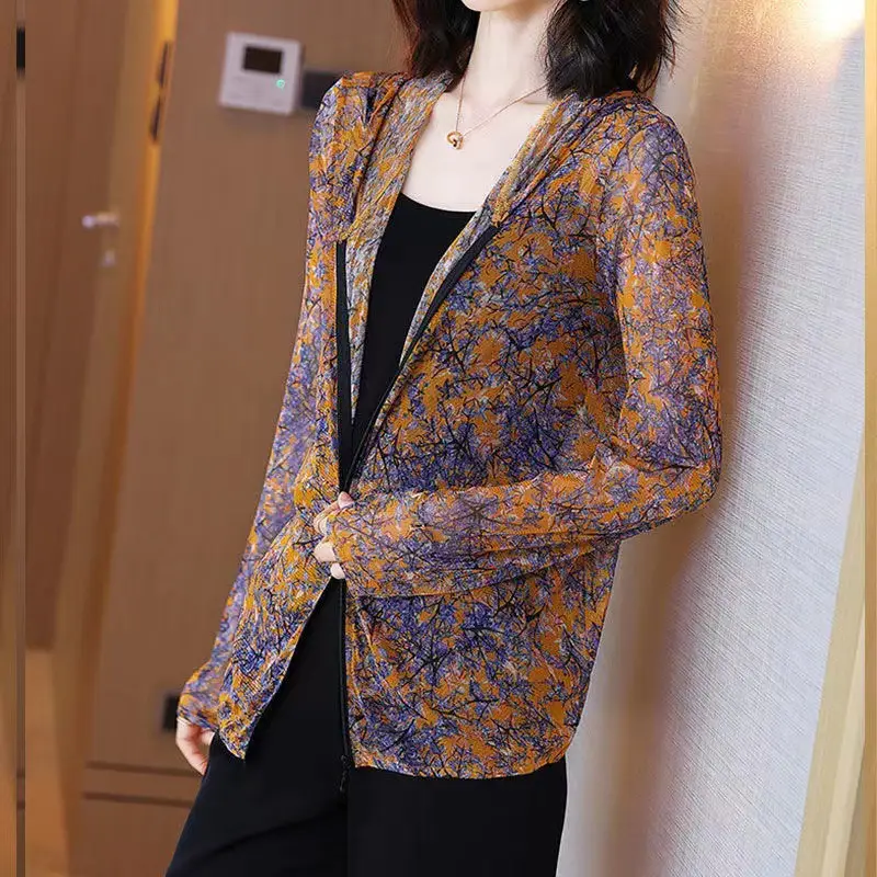 Women's Printed Thin Jacket Summer Thailand Zipper Sunscreen - Image 2