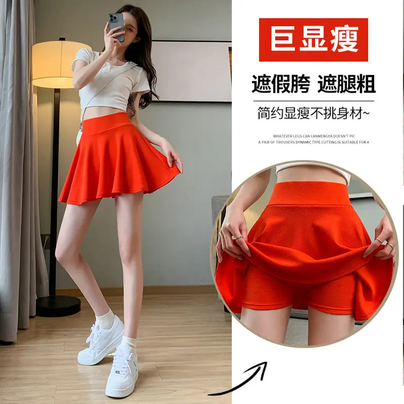 New Women's Pink Anti-Exposure Pleated Skirt - Image 12