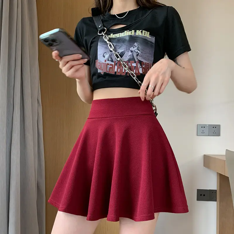 New Women's Pink Anti-Exposure Pleated Skirt - Image 6