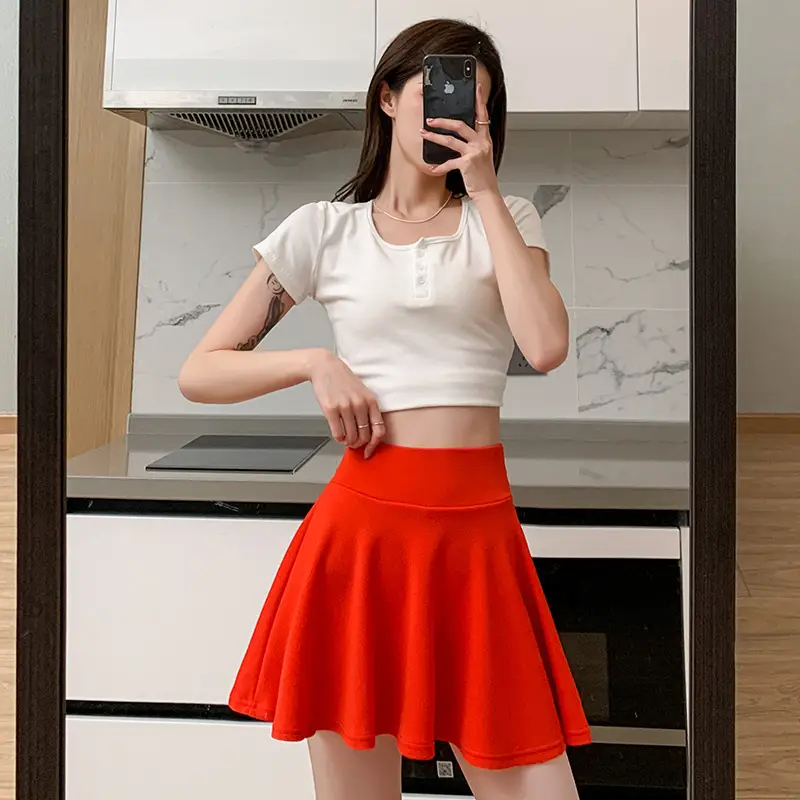 New Women's Pink Anti-Exposure Pleated Skirt - Image 9