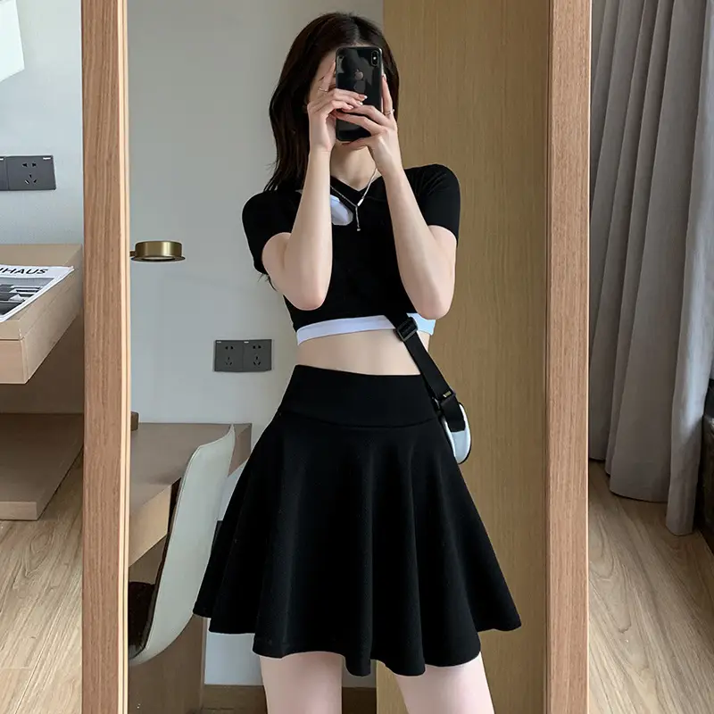 New Women's Pink Anti-Exposure Pleated Skirt - Image 2