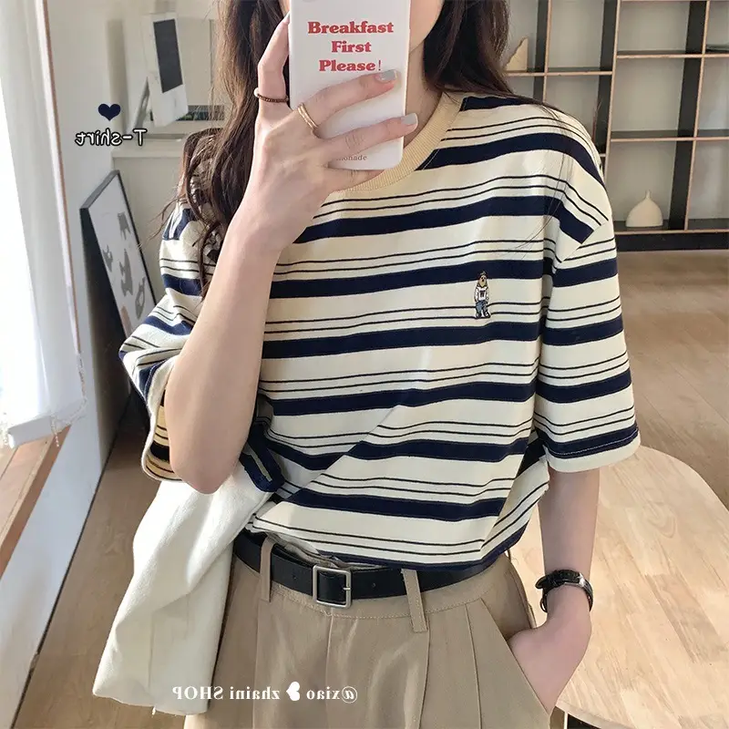 Women Striped Cotton T-Shirt Summer 2026 - Image 3