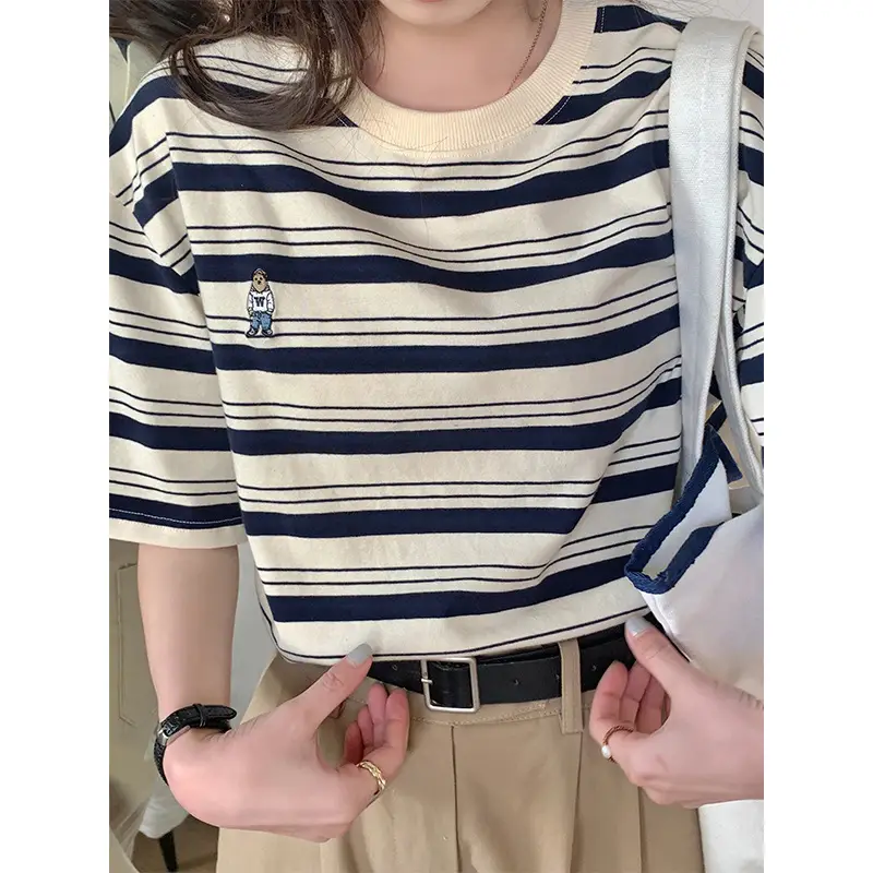 Women Striped Cotton T-Shirt Summer 2026 - Image 4