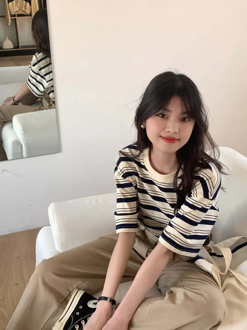 Women Striped Cotton T-Shirt Summer 2026 - Image 5