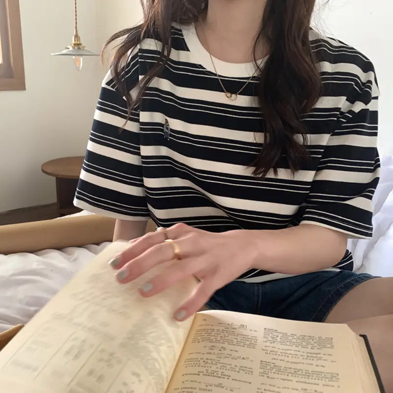 Women Striped Cotton T-Shirt Summer 2026 - Image 2